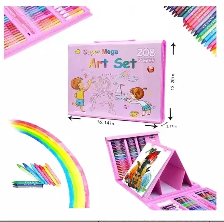 school art set 176/208Pieces Painting Drawing Deluxe Kids Art Set   student drawing set with crayon