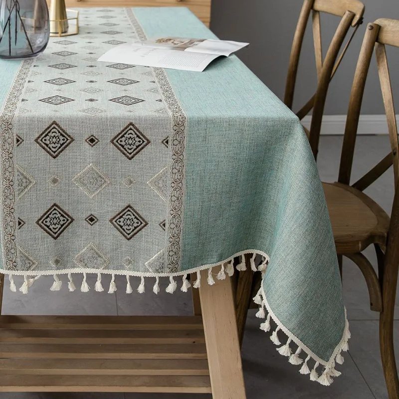 
2021 Amazon hot sale cotton and linen rectangular tablecloth 