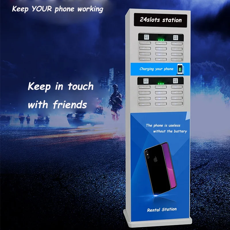 
shared power bank rental restaurant Portable cellphone charging station 24 slots sharing station 