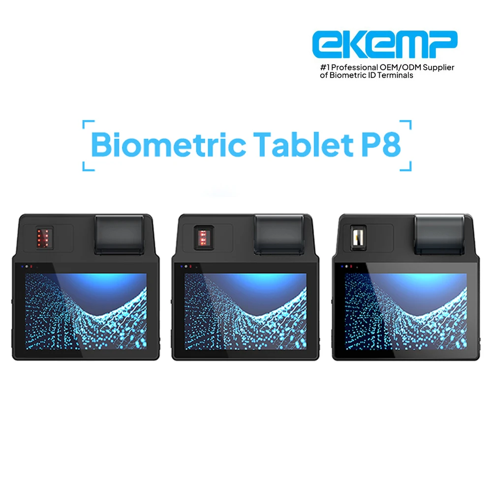 EKEMP Thermal Printer 8' Android Biometric Rugged Tablet IP65 Iris/Fingerprint Passport Face Scanner Mobile Enrollment Device