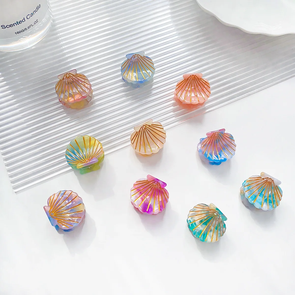 2.5cm women girls kids hair accessories small cute cellulose acetate ocean seashell hair claws clip mini sea shell hair claw