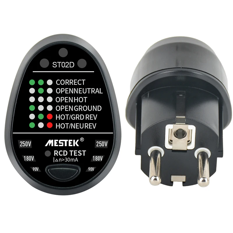 Mestek New Design Black Socket Standard EU Socket Tester European Wall Socket Electricity Test High Accuracy Outlet Tester