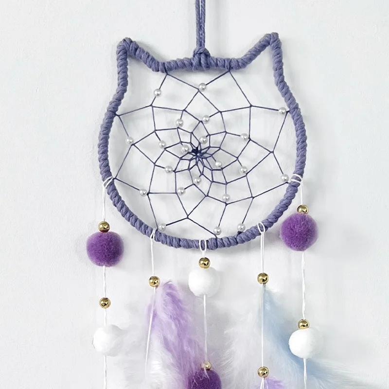 dream catcher feather pendant moon star cat animal shape with led light dreamcatcher for car and home decoration girl gift