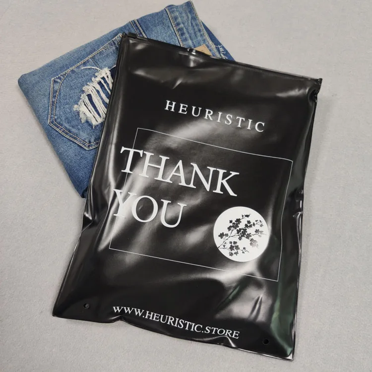 Biodegradable Custom Frosted Plastic Zipper Bag Black Ziplock Pouch For Clothing Packaging Bag Noir En Plastique Sac