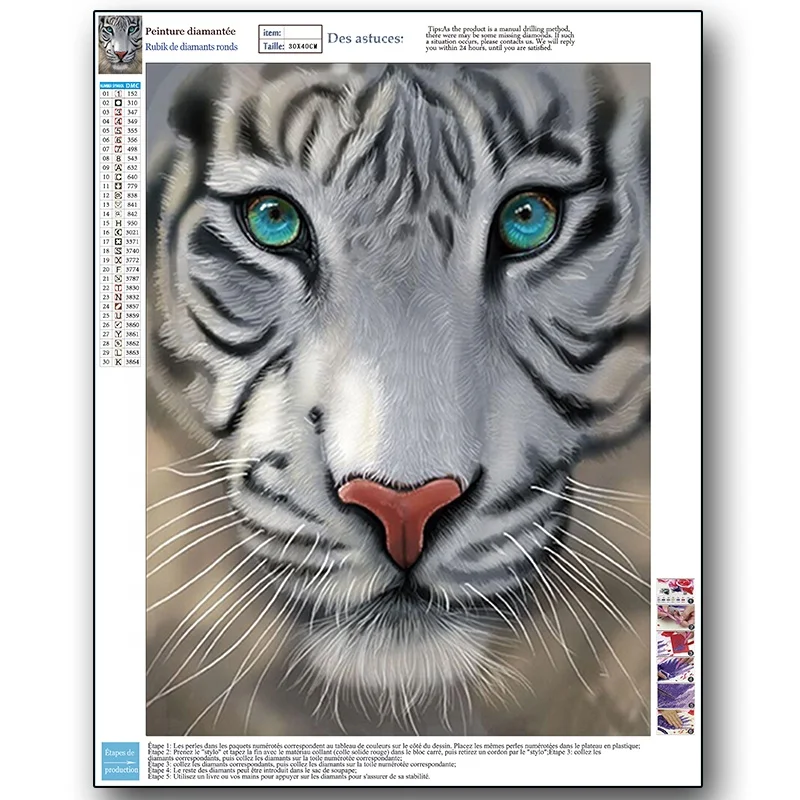 New products wholesale DIY full Square Or Round Drill 5D Diamond Painting Animals Tiger 30*40CM For Living Room Decor