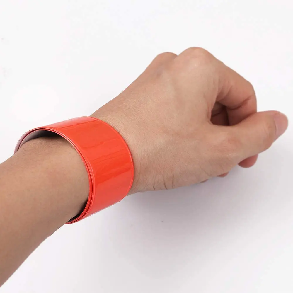 Custom EN-13356  PVC reflective snap band reflect slap wrap web bands ankle armband luminous reflex bracelet
