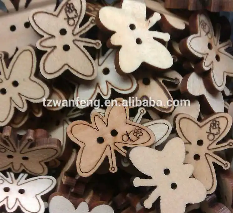 wanfeng New Design Wood Button lace pattern clock printed wooden buttons