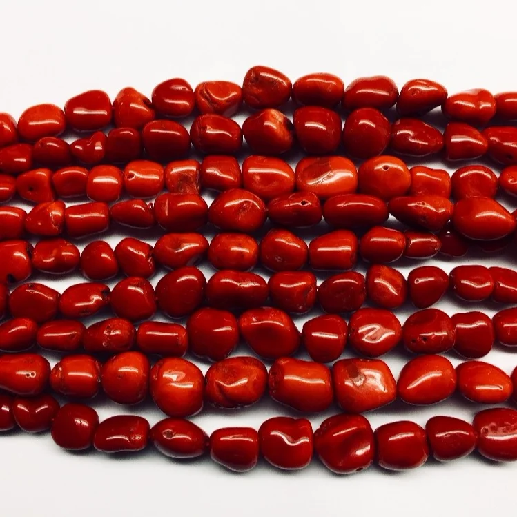 
High Quality Natural Red Italian Nugget Coral Beads Necklace 