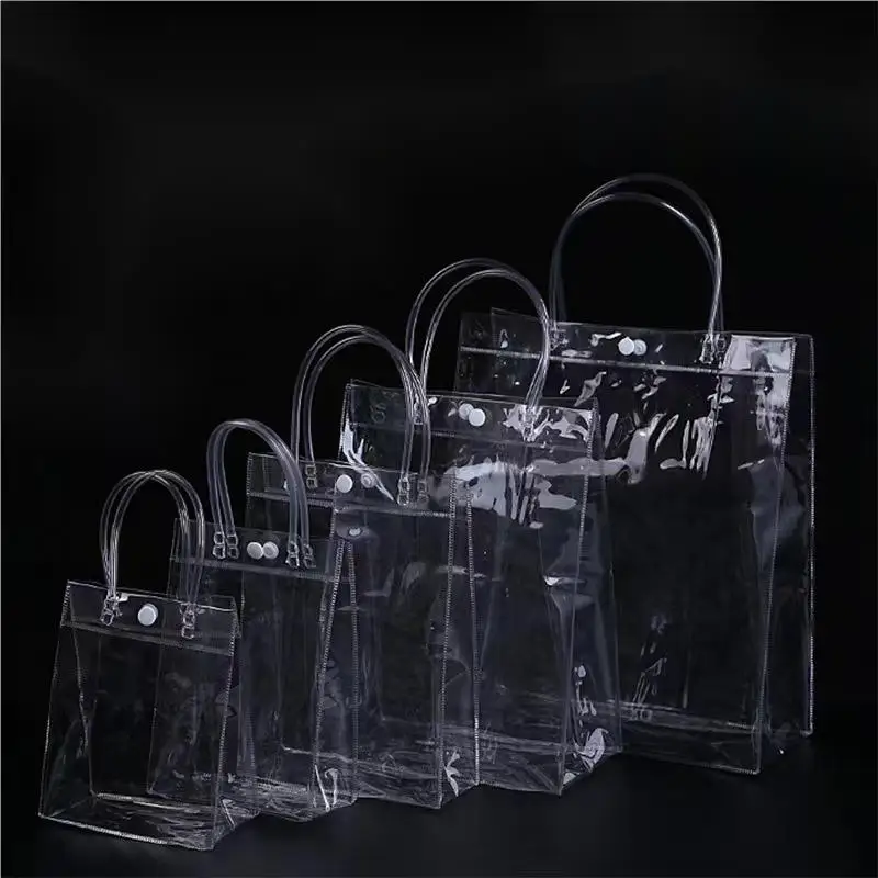 cheap PVC shopping bag custom LOGO gift promotional handbag cosmetics transparent plastic advertising bag