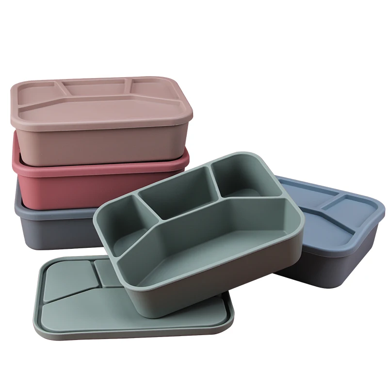 Reusable Silicone Lunch Box With Compartments Fresh-keeping Box Silicone Food Storage Container