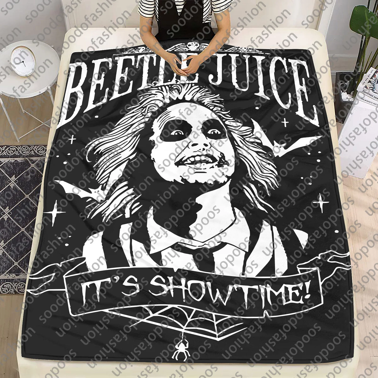 Hot Selling BEETLE JUICE fashion Film series soft blanket and Newest Polyester Thorw Blankets Beetle Juice Blanket