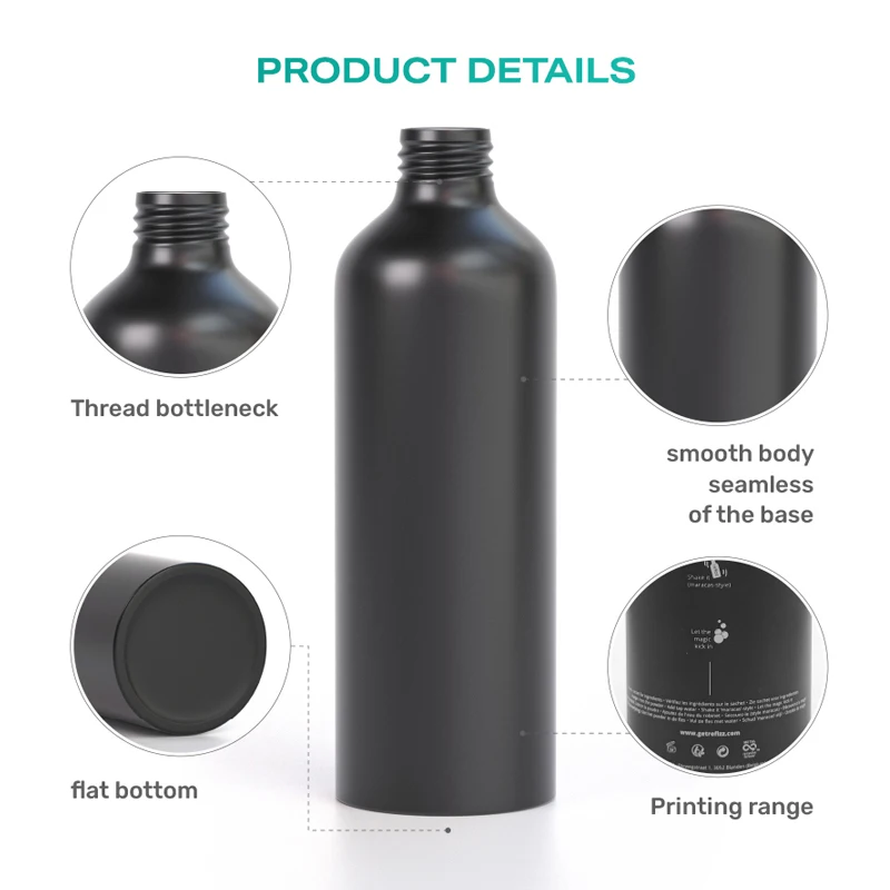 150ml 200ml metal packing aluminum bottles for shampoo and lotion oil metallic spray bottles for cosmetics