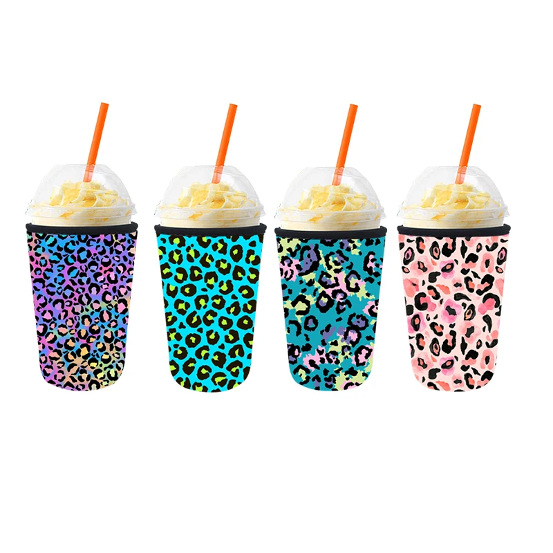 Sublimation Custom Design Insulated Neoprene Iced Coffee Cup Sleeve Reusable 3 size Coffee Sleeve Cup Insulator for Cold Drinks