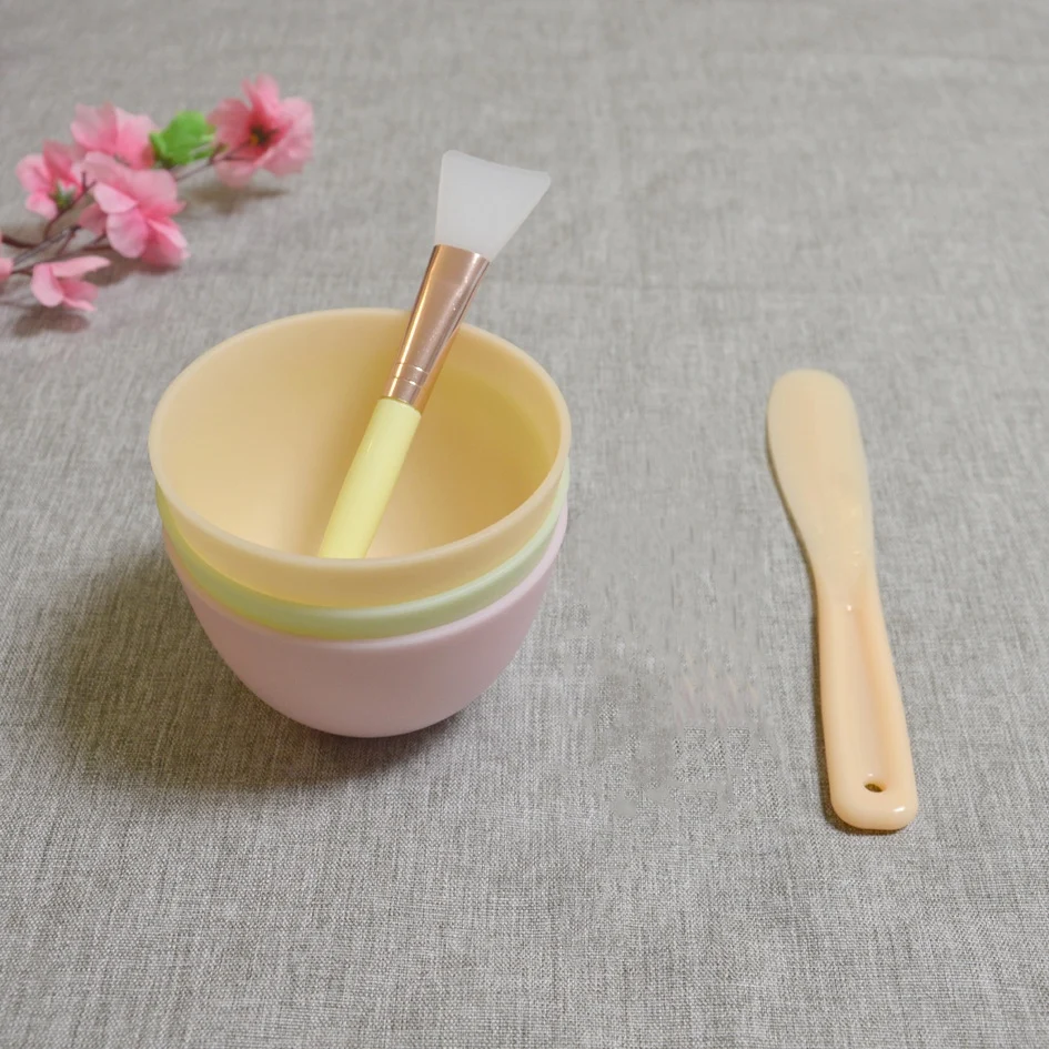 Professional Cosmetic Kit Reusable Facial Mask Bowl White Pink Mask Holder Food Grade Silicone Mixing Mask Bowl