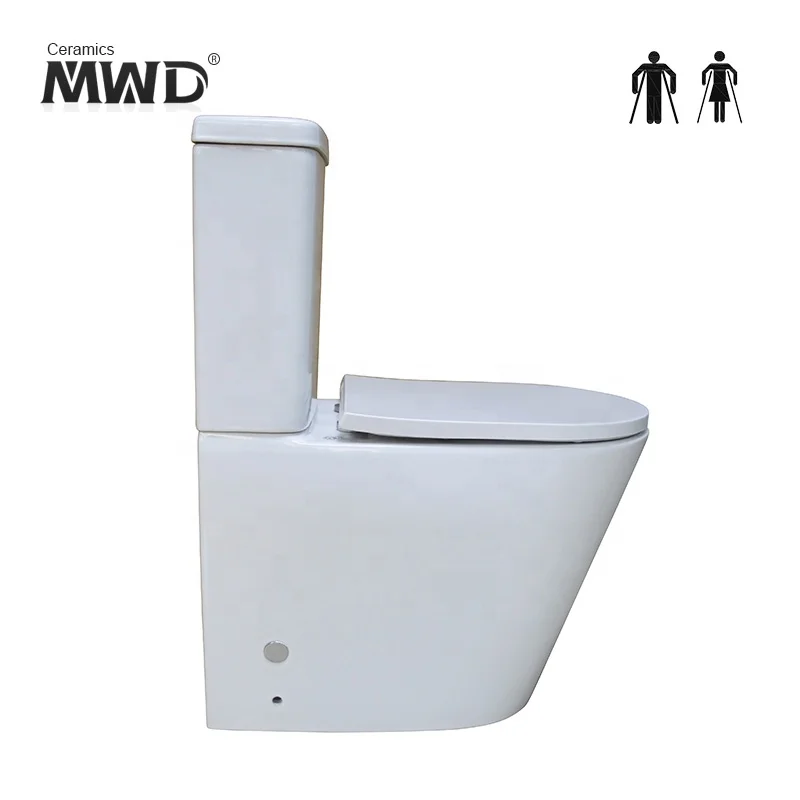 Bathroom WC dual flush waterless rimless back to wall toilet A3314