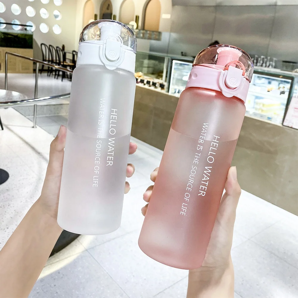 780ml Plastic Sports Water Bottle Leak-proof Tea Coffee Transparent Cup Motivational Workout Waterbottle
