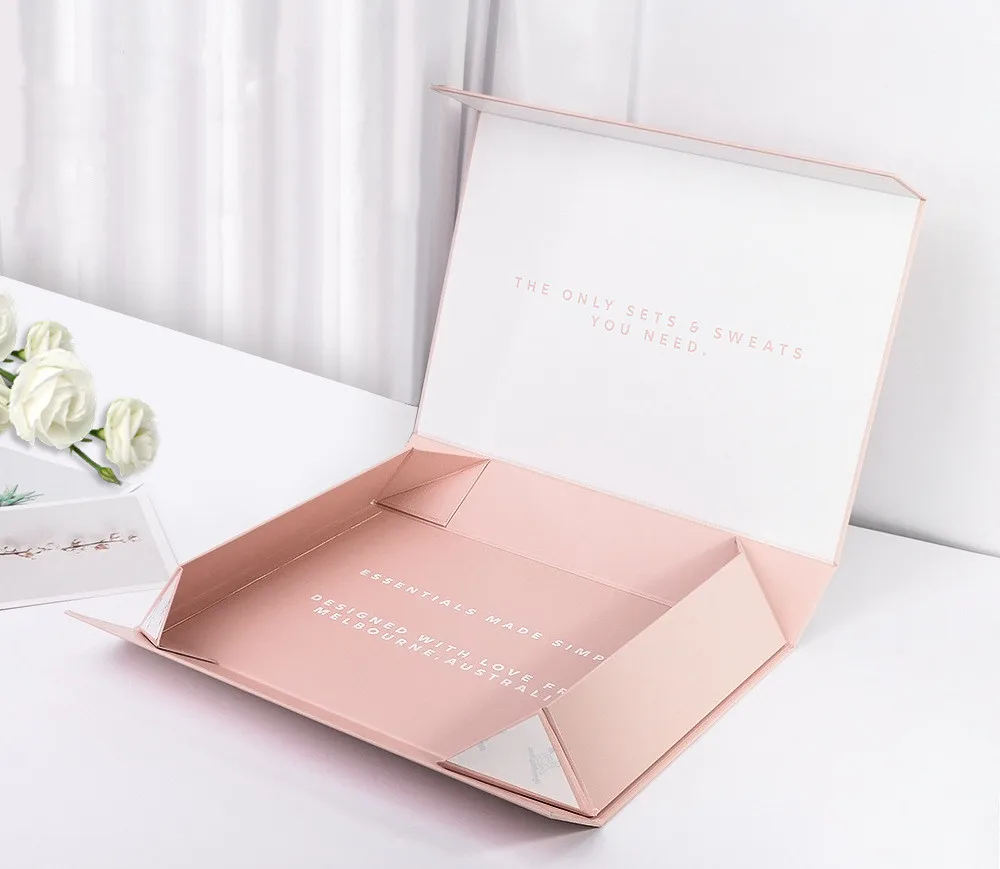 Wholesale Custom Printed Handmade Luxury Rigid Paper Cardboard Pink Simple Empty Magnetic Closure Gift Box