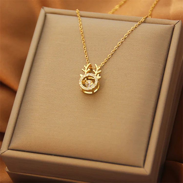 Fashion Jewelry Smart Flower Necklace Women Clavicle Chain Tiger Eye Stone Flower Pearl Pendant 18K Stainless Steel Necklace