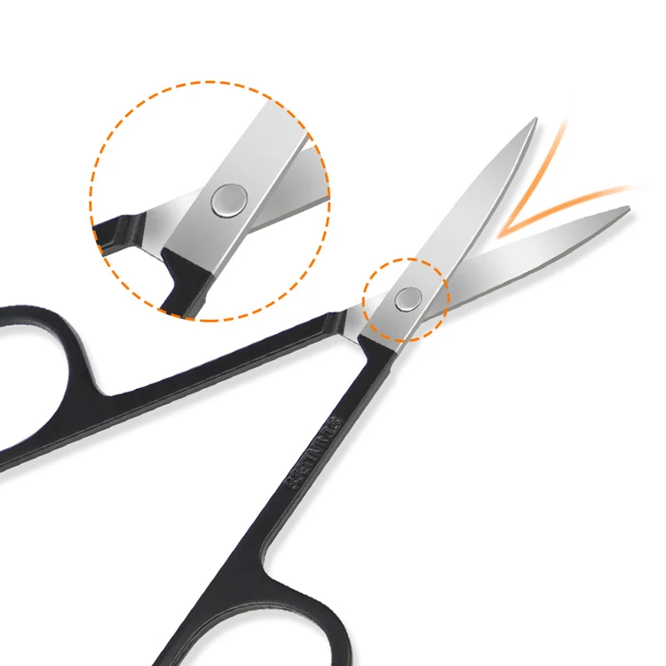 High Quality Black Stainless Steel Round/Pointed Beauty Makeup Scissors facial Eyebrow eyelash nose Hair Scissors