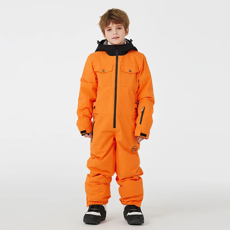 Drop Shipping Boys And Girls Children Winter Overall Ski Suits Snowboarding Jumpsuits One Pieces Waterproof Kids Snow Jumpsuit