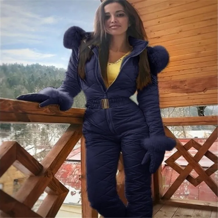 wholesale women winter ski wear jumpsuit ladies rainbow warm onesie ski suit