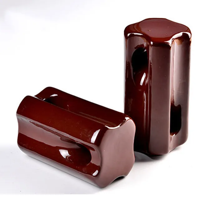 Electrical Bobbin stay Fence Ceramic Insulators Porcelain stay Insulators Brown