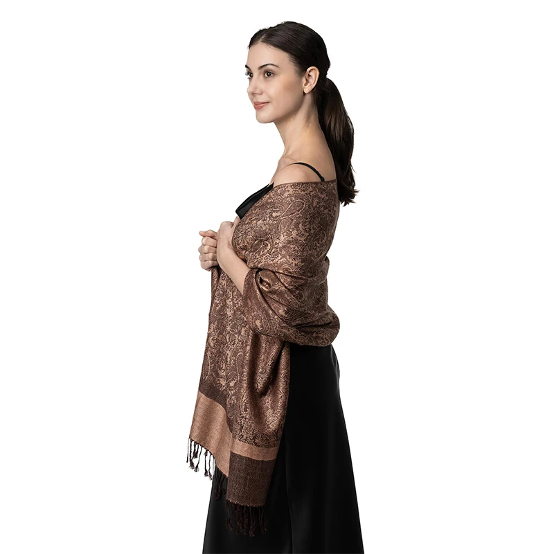 2023 New lady pashmina lady scarf custom design jacquard shawl with tassel long shawl