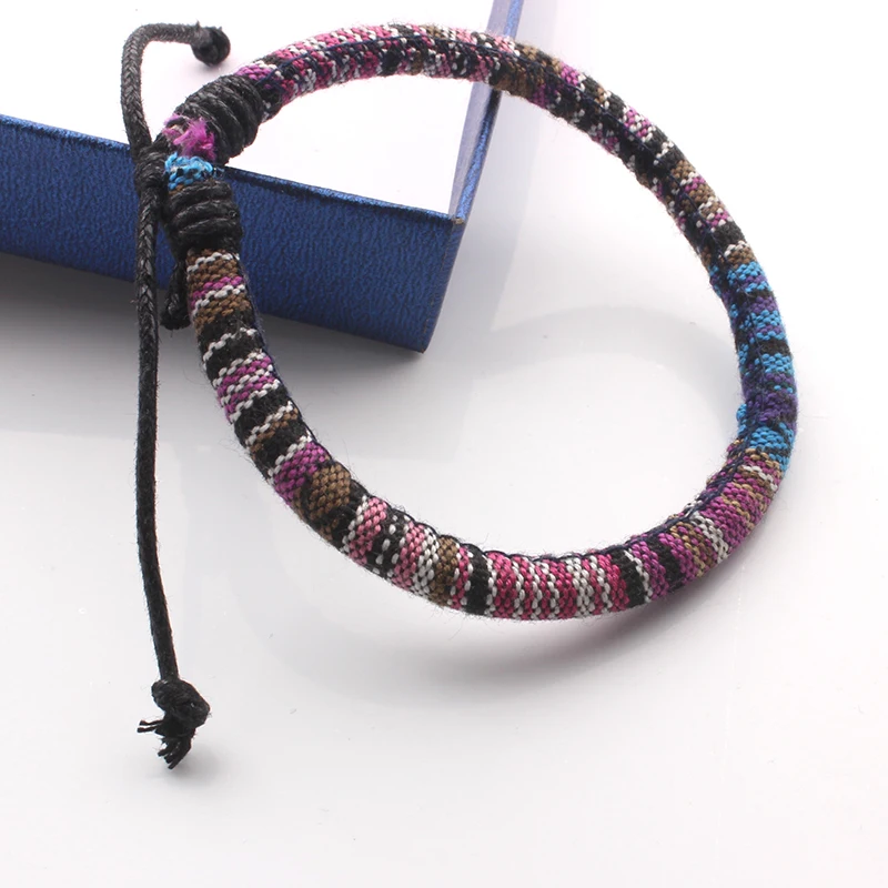 2020 Personalized New Design Ethnic Style Adjustable Couple Bracelets Handmade Woven Cotton Charm Bracelet