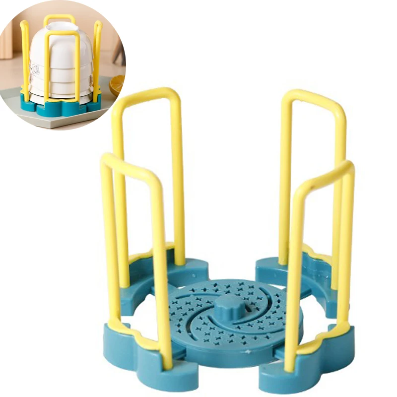 Retractable drain bowl rack Kitchen drain bowl rack Rotary retractable bowl rack Plastic dish