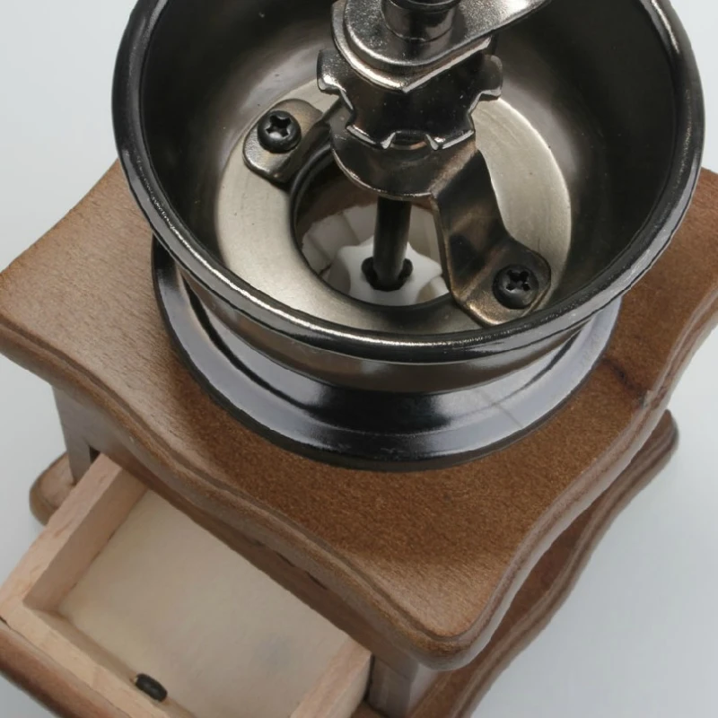 Hot SaleManual Coffee Grinder Wood Vintage Antique Hand Crank Coffee Mill Retro Style Coffee Grinder  Portable Espresso Grinder