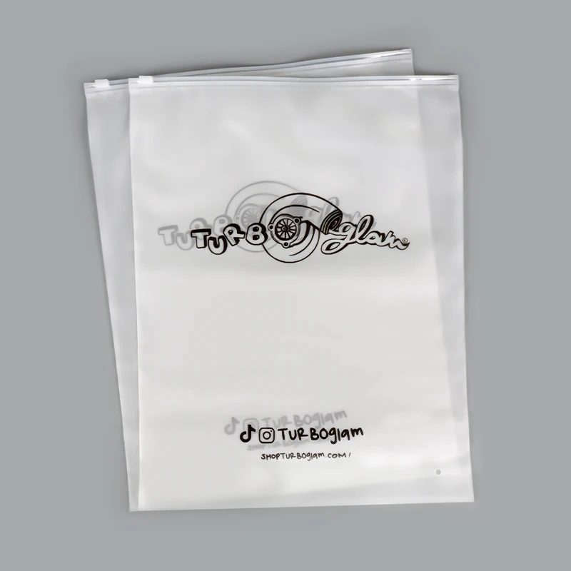 Biodegradable Eco-friendly Custom Printing Plastic Packaging Transparent EVA Frosted Zipper Bag For Garment Clothing T-shirt