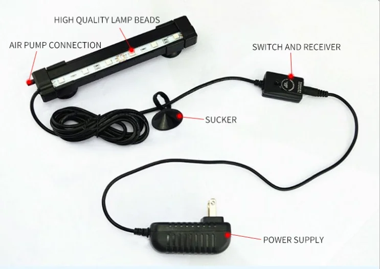 24cm Plastic 12V Control Led Air Bubble Aquarium Light For Atman Air Pump Tank