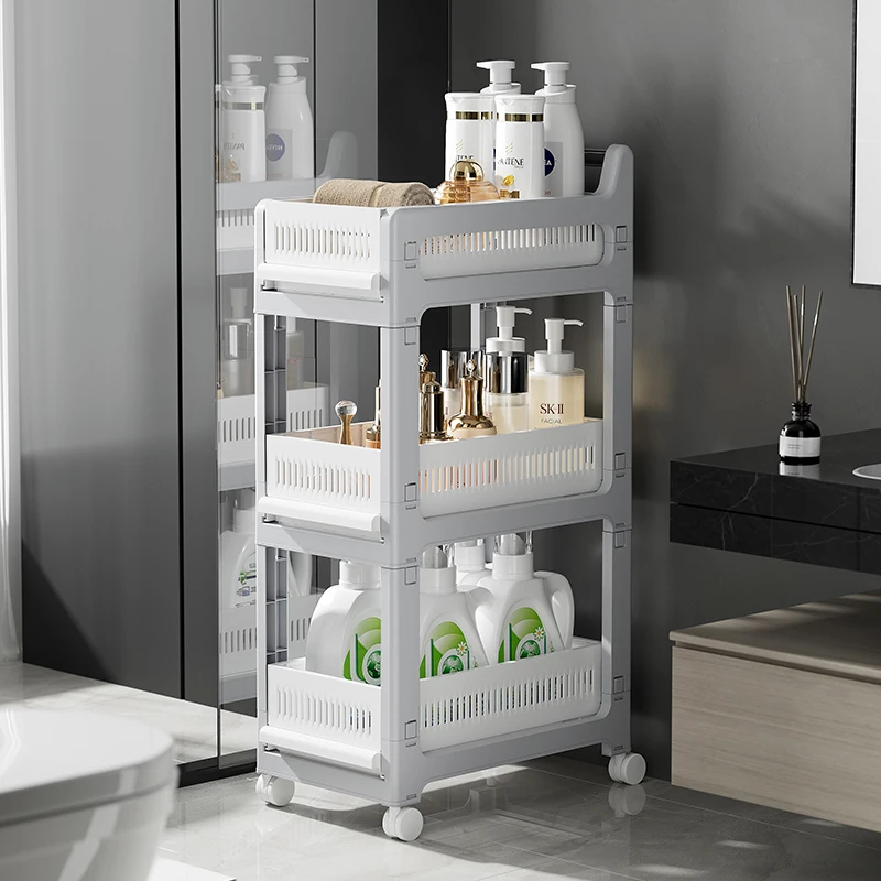Wannuo Multi-Layer Storage Shelves With High Security Mobile and Flexible Plastic Storage Shelves in the Living Room