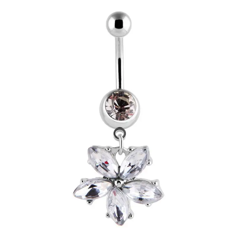 VRIUA Stainless Steel Crystal Navel Button Piercings Gem Nombril Belly Bars Sexy Ombligo Piercings Dangle Piercing