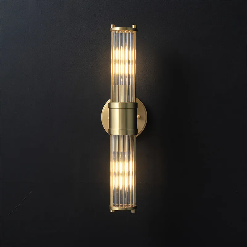 Vintage Antique Brass Light Industrial Wall Lamp Indoor Bedroom Hotel Room Wall Lamp  with Clear Glass Lampshade