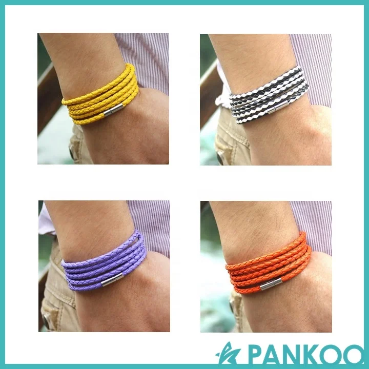 Fashion 5 layer PU double wrap leather braided bracelets handmade round rope turn buckle bracelet wholesale for women men