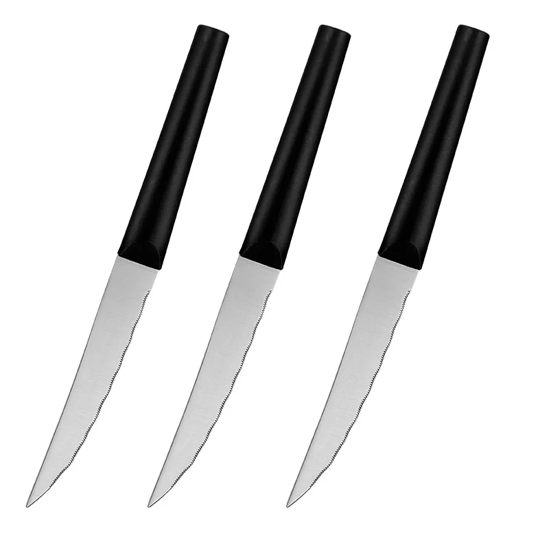 High Quality Stainless Steel PP Handle Steak Knives 6 Pcs Steak Knife Set with black Handle