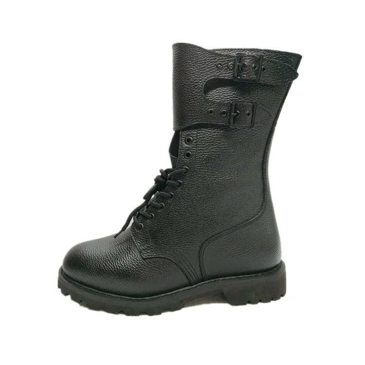 Gaomi Morning Glory Black action embossed leather goodyear rubber outsole high cut boots