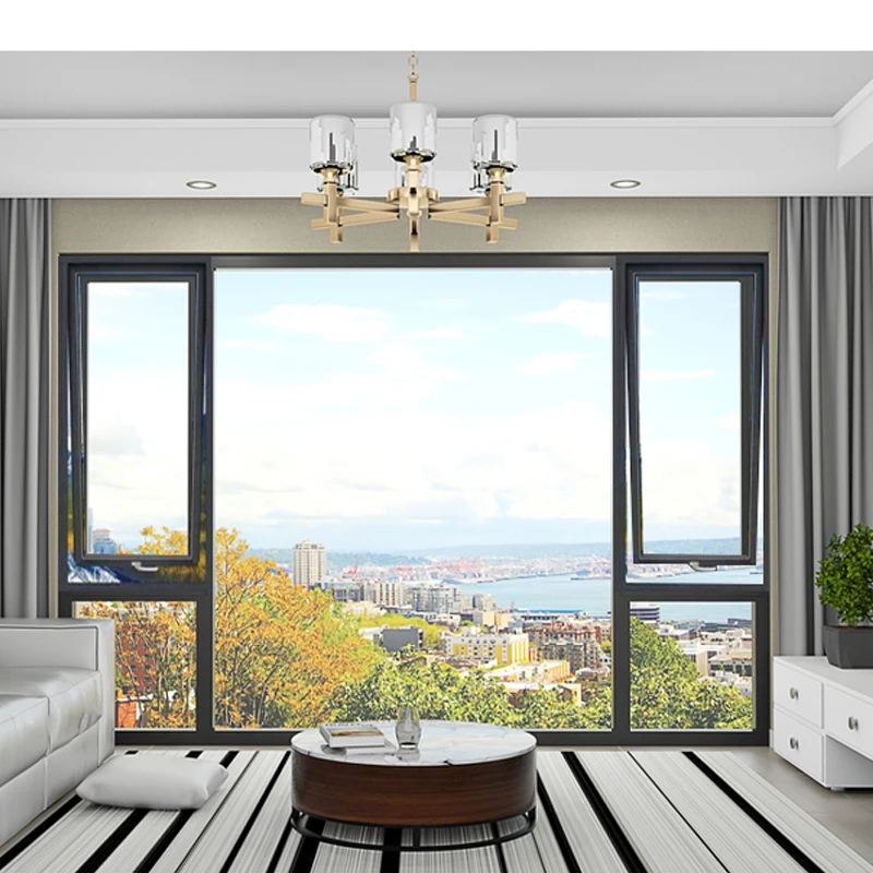 Custom House Glass Window Aluminium Bathroom Awning Frosted Glass Window Designs With Ventilation Louver Mesh