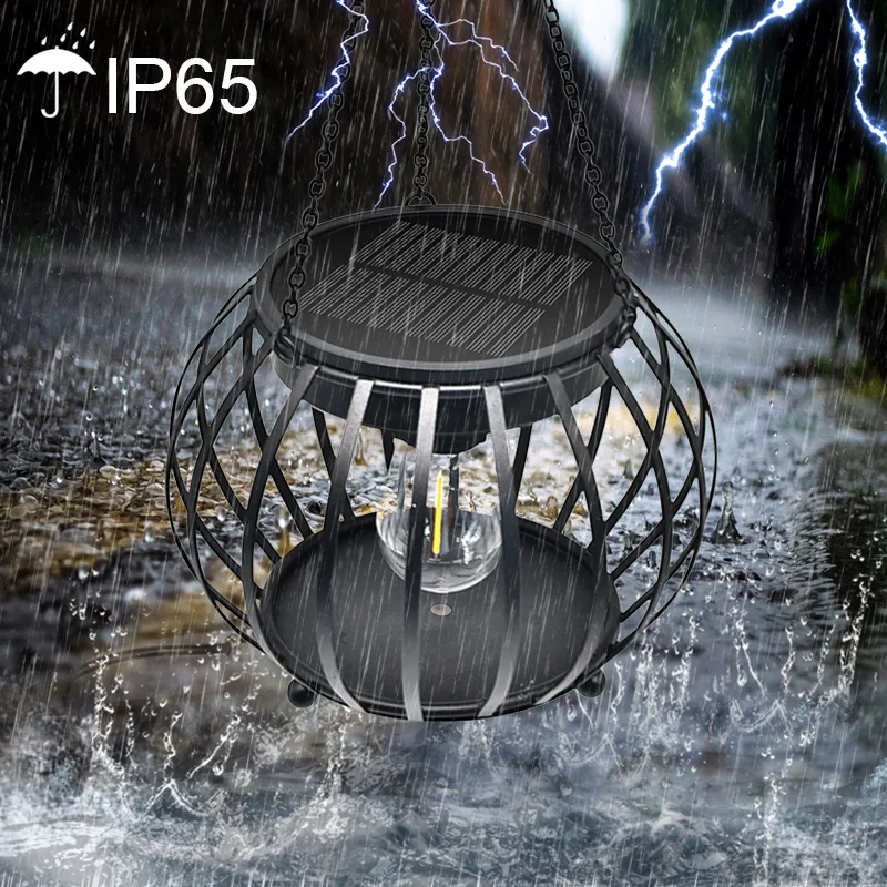 Outdoor decoration waterproof metal hanging pumpkin lamp solar lantern garden light led