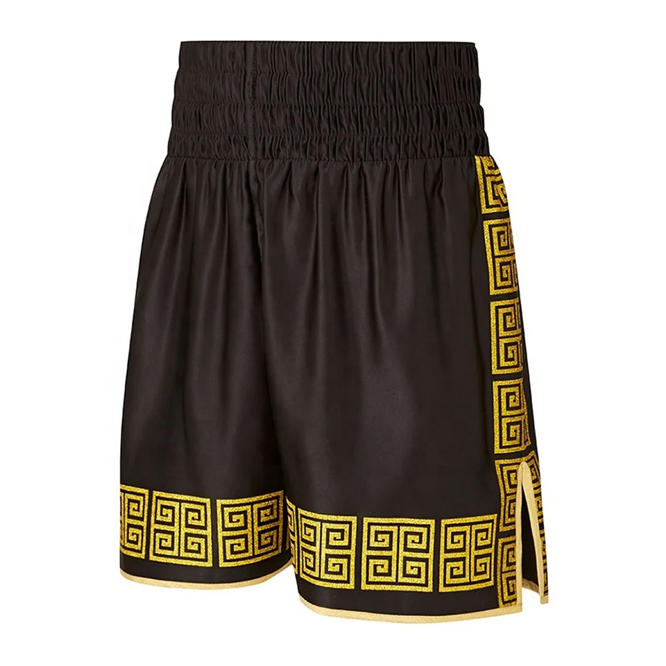 Gold black and white summer beach mma training muay thai wickedi kick pakistan boxing shorts