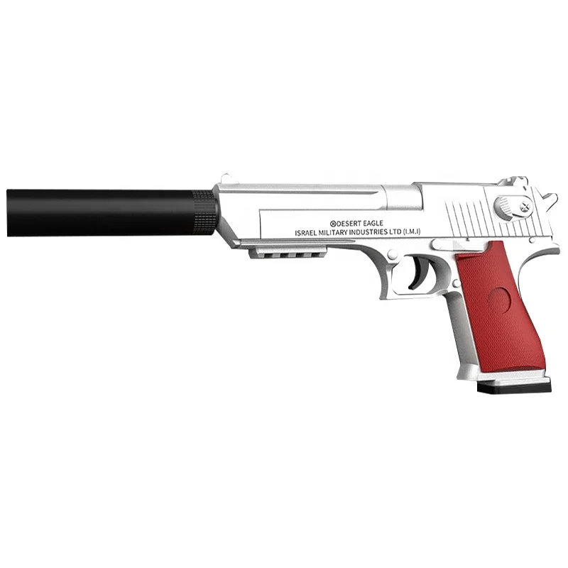 Qilong Planer Shell Soft Bullet Toy Gun Desert Eagle Super Gun Model Sponge Soft Shooting With Silencer Pistol Gun Toys For Kids