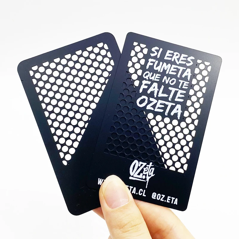 Custom stainless steel card herb grinder smoking weed tobacco hollow out crusher metal grinder business cards