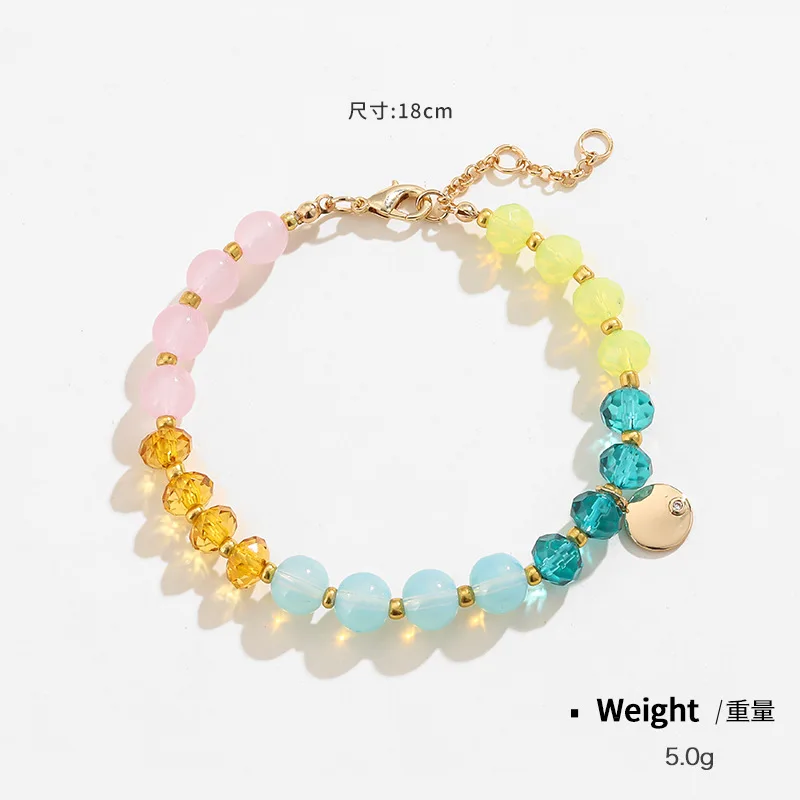 WoyingPrecious Healing Crystal Round Stone Beads StretchBlue Popcorn Crystal Ice Green Jade Bamboo Beads Bracelet