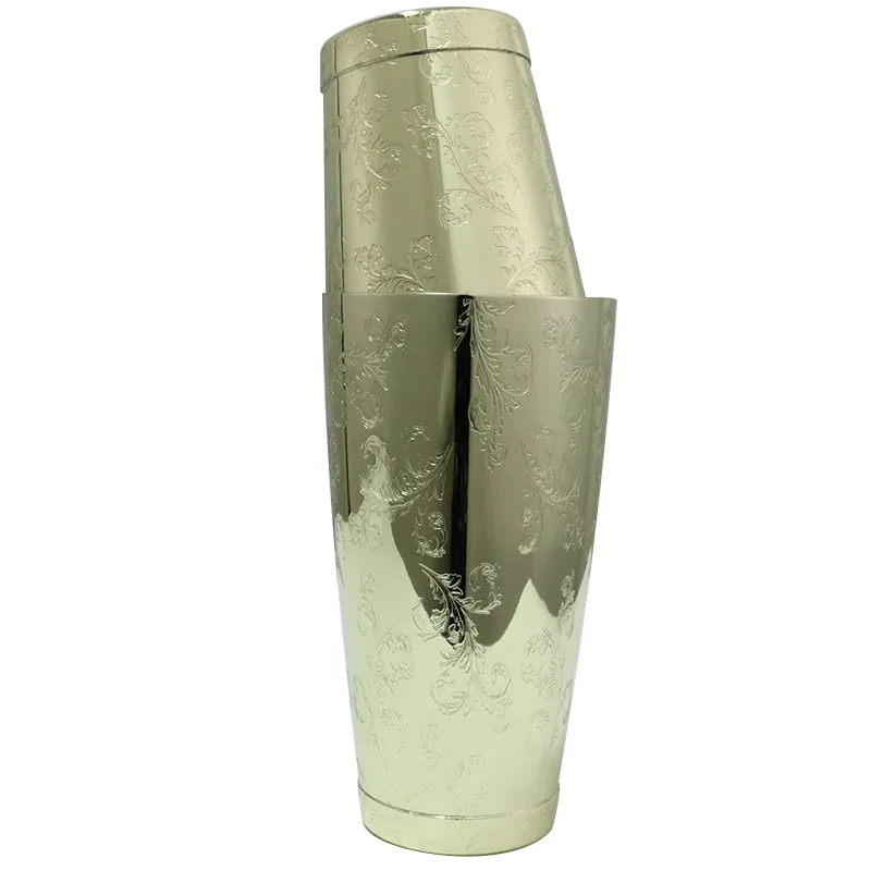 Etched Boston Bar Mixer Cocktail Shaker Engraved Martini Shaker 304 Stainless Steel Bartender for Bar Bar Shaker