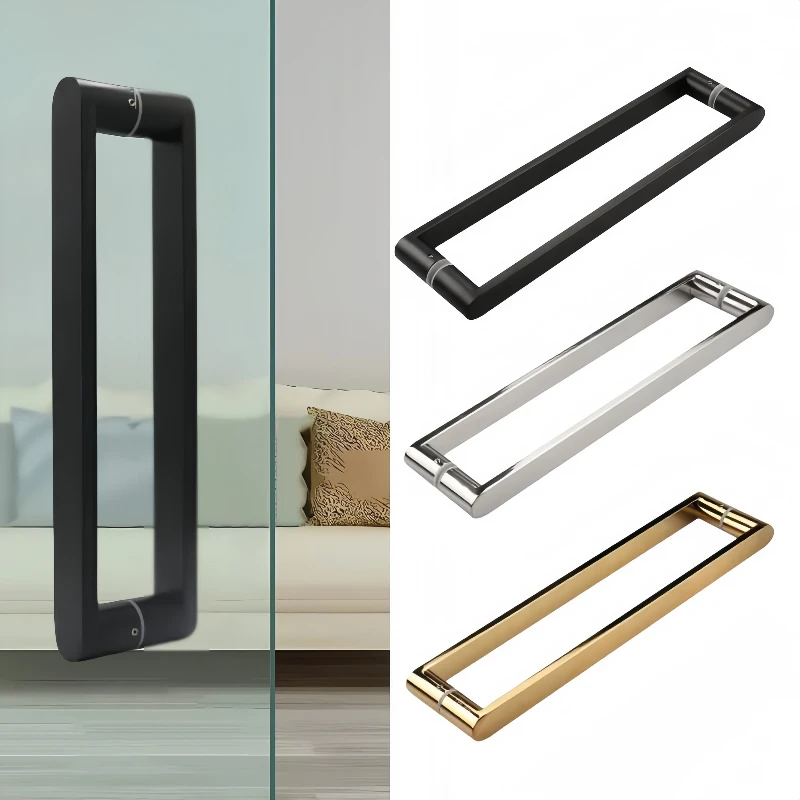 Kensharp Modern Stainless Steel Door Handle Luxury Decorative Glass Entrance pull bathroom accessories push shower knob