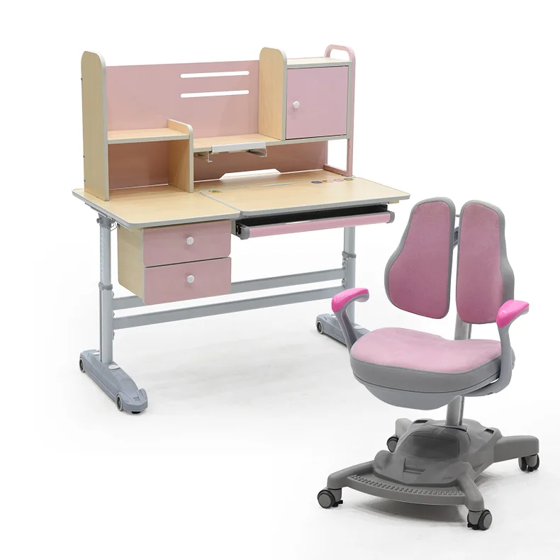 
NEW product wood adjustable princesses study table chair with bookshelf for adult students baby kids 