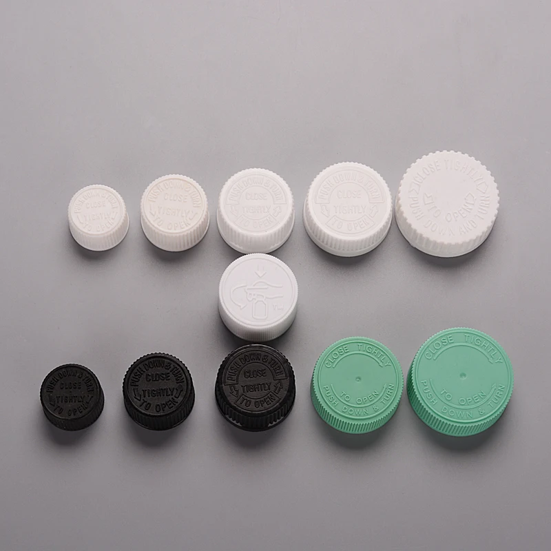 CRC Cap For Bottle 20mm 24mm 28mm 32mm 45mm Child Resistant Cap With Heat Induction Aluminum Foil Gasket