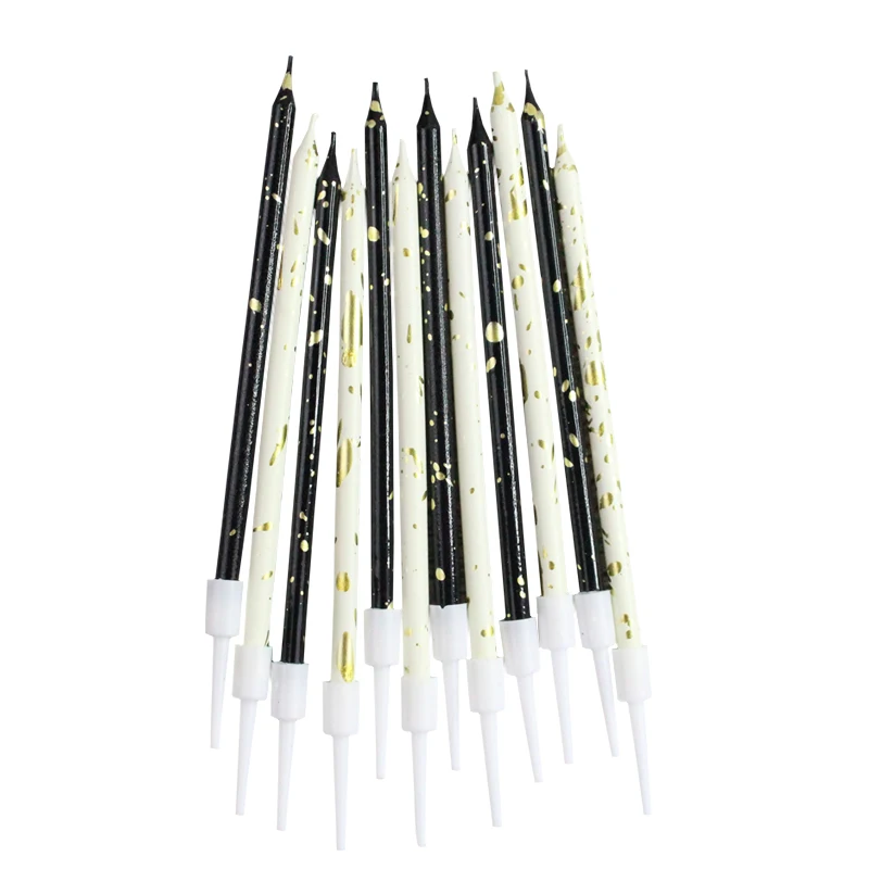 Wholesale new 6 suction card cake candles black gold platinum creative romantic party decoration birthday pencil candles