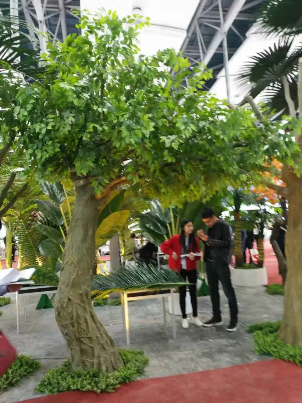 Silk Big Large Landscape Green Giant Simulation Faux Artificial Banyan Tree UV Resistant Big Banyan Plastic Tree Artificial